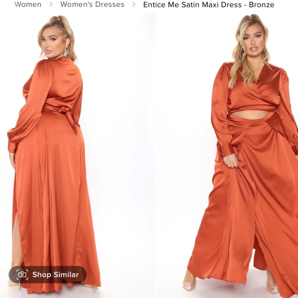 Satin dress  BURNT ORANGE